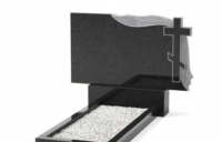 Горизонтальный резной памятник из гранита с крестом тип 1.16