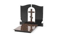 Горизонтальный комбинированный памятник с крестом для двоих КБ11